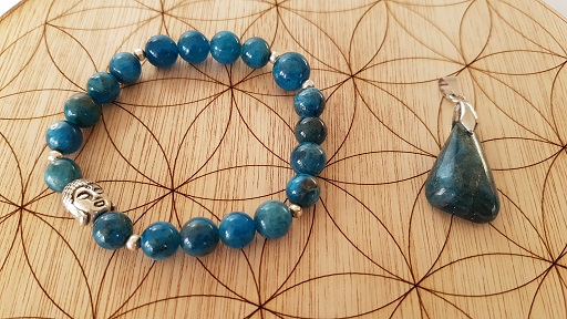 apatite bleue bracelet et pendentif