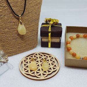 calcite orange coffret pendentif bracelet ondorama bien etre