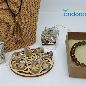 Quartz fumé coffret cadeau pendentif et bracelet Ondorama bien Être