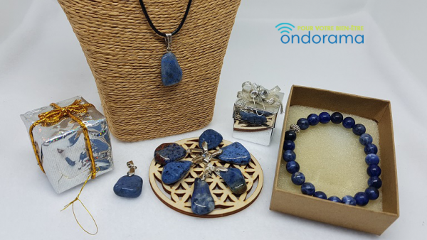 dumortierite coffret pendentif et bracelet ondorama bien etre