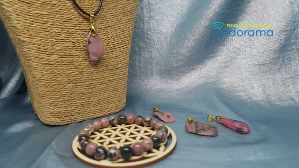 Rhodonite pendentif et bracelet Ondorama Bien-Être