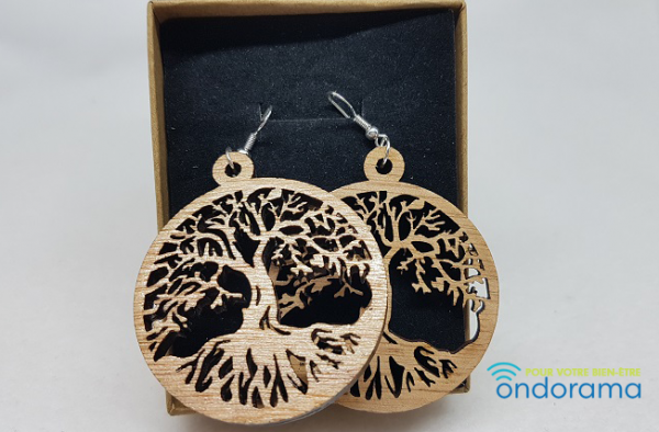 boucles d'oreilles en bois Arbre de Vie