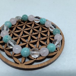 Bracelet Equilibre émotionnel - Amazonite Quartz rose Cristal de roche