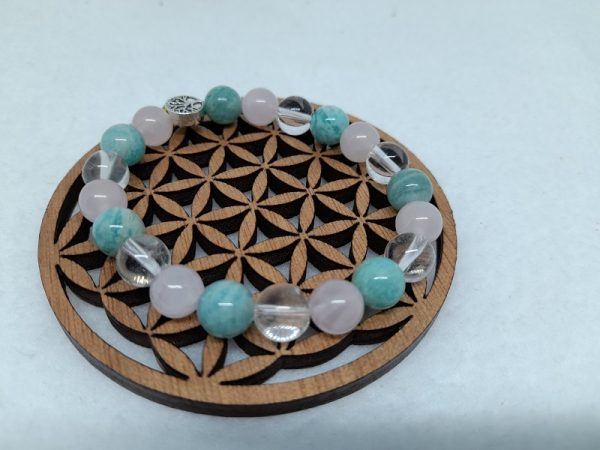 Bracelet Equilibre émotionnel - Amazonite Quartz rose Cristal de roche