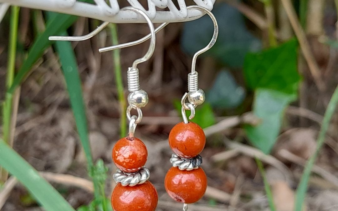 Boucles d’oreilles en Jaspe rouge