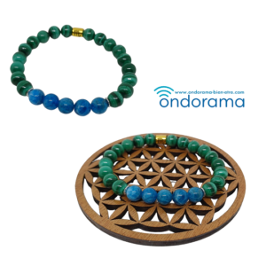 bracelet en apatite bleue et malachite Ondorama Bien -Être