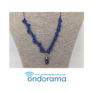 Collier macramé en lapis lazuli. Fabrication artisanale Ondorama Bien-Être