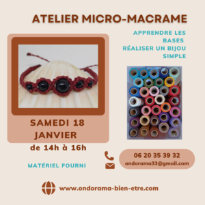 Atelier micro-macramé 18 janvier 2025 chez Ondorama Bien Être