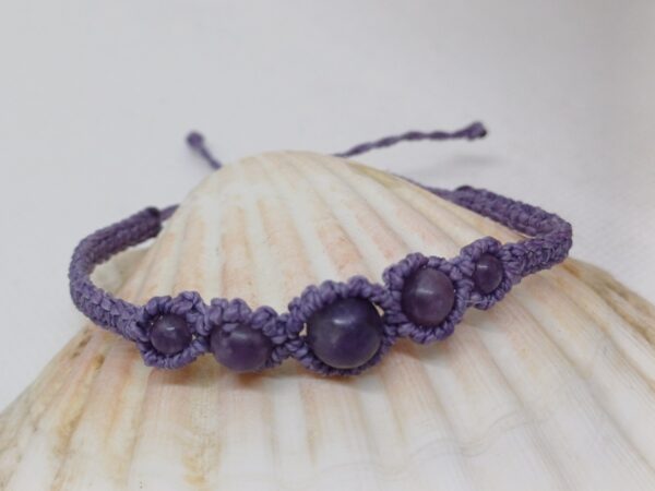 Collier macramé Lépidolite avec donut 3cm – Image 3