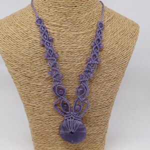Collier macramé Lépidolite avec donut 3cm