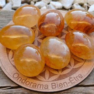 Quartz hématoïde jaune pierre roulée Ondorama Bien Être