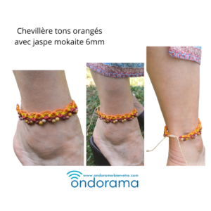 Chevillère tons orangés avec jaspe mokaite par Ondorama bien Etre