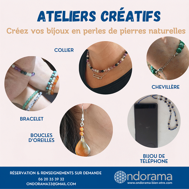Ateliers créatifs bijoux pierres naturelles Ondorama Bien Être